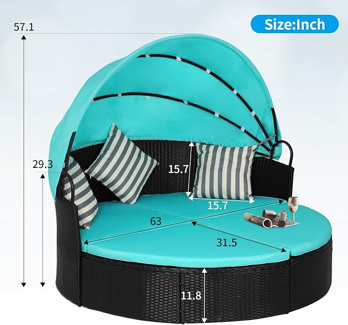 Outdoor Round Daybed Wicker Outdoor Furniture Patio Furniture - Image 7