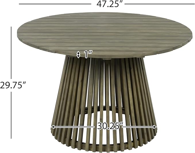 Merax Outdoor Dining Table 47.25" Round Extra-Large Acacia Wood Patio Dining - Image 2