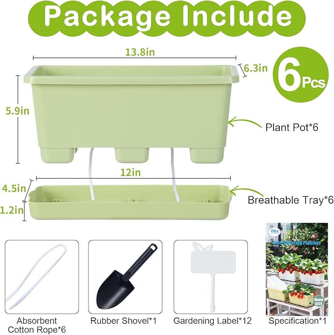 Window Box Planter 6 Packs, 13.8 Inches Rectangle Flower Pots - Image 6