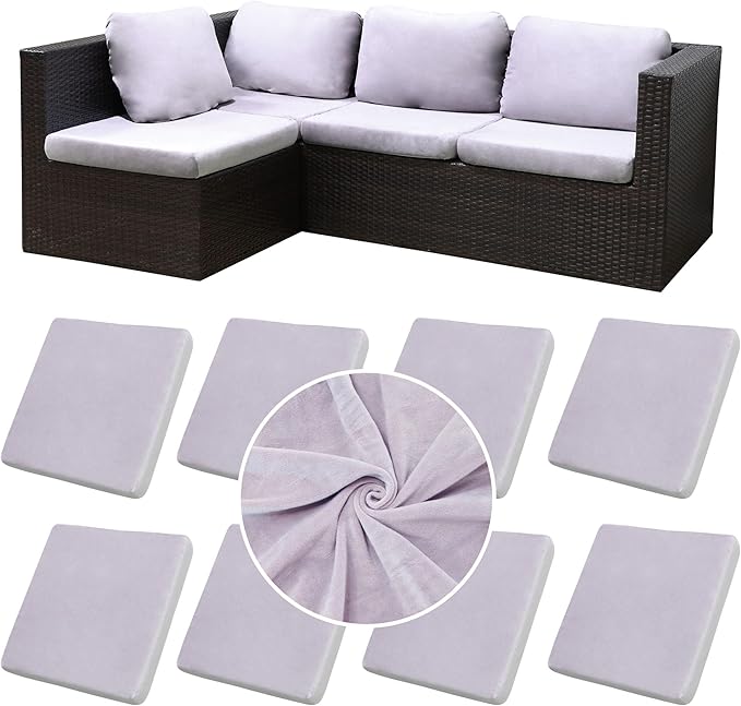 8Pcs Stretch Velvet Patio Cushion Cover, by BIETYONE
