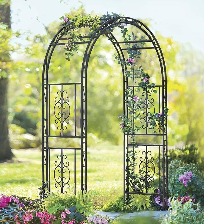 Plow & Hearth Arch Metal Outdoor Garden Arbor | Montebello | 7 Feet Tall | - Image 7