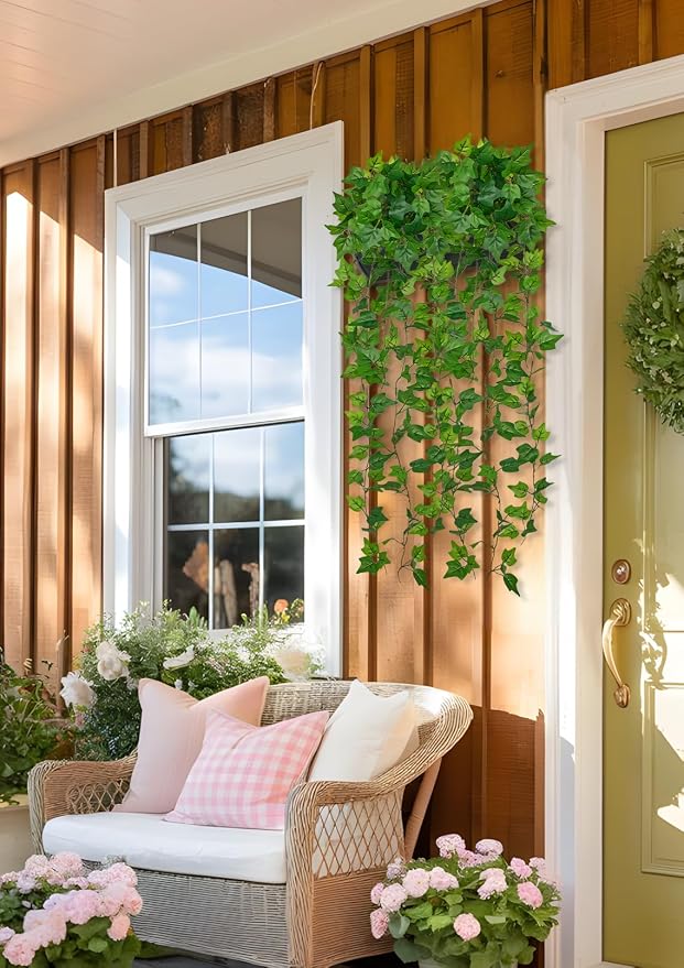 Hollyone 2pcs Artificial Hanging Plants 31" Fake Ivy Vine Faux Ivy Leaves - Image 5