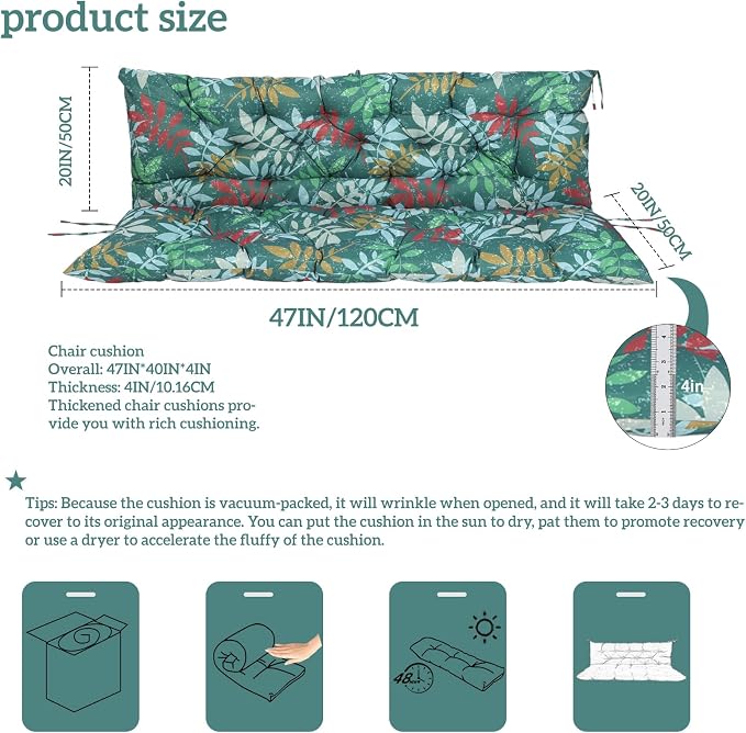 Outside Benches Cushion with Backrest, Thicken Waterproof Swing Cushions 2/3 - Image 5