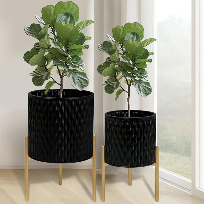 ARNIS Plants Pots with Stand, Unique Mid Century Decorative Metal Flower Pots by ARNIS