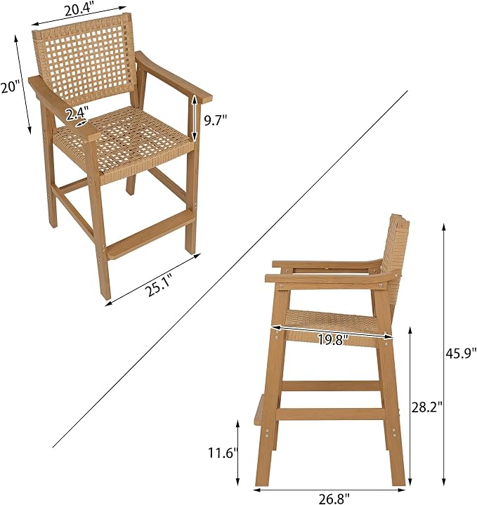 Poly Lumber Outdoor Bar Stools, Durable HIPS Material - Image 2
