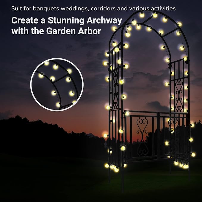 Heavy-Duty Arch with Gate, Iron Arbor Trellis Arbor Archway - Image 6