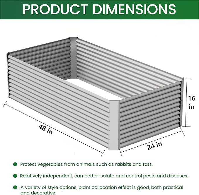 FRIZIONE 3pcs Tall 4x2ft Galvanized Raised Garden Bed Outdoor, Steel Garden Bed - Image 3