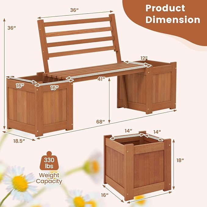 Giantex Set of 2 Outdoor Bench - Image 3