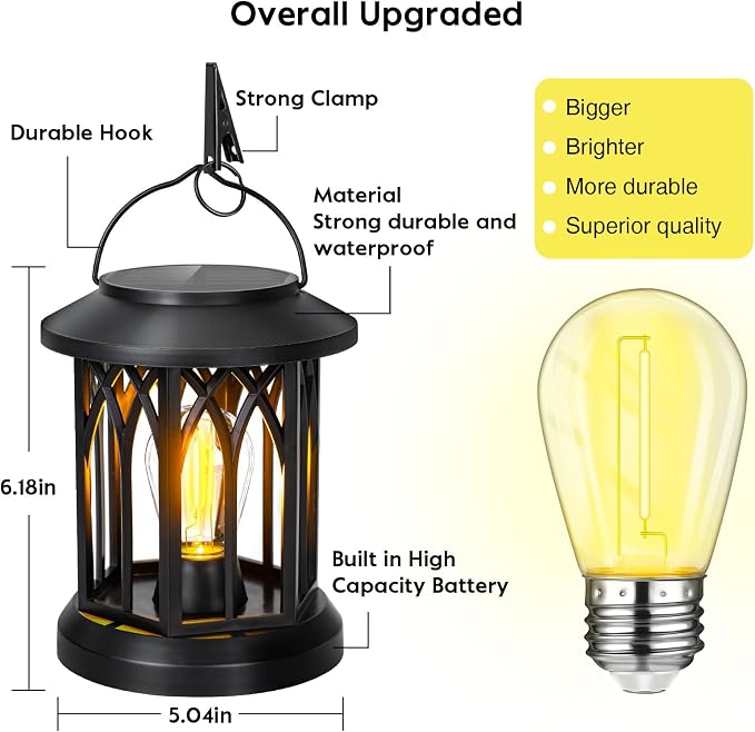 Hanging Solar Lanterns Outdoor Waterproof, 4 Pack Outdoor Lantern Decorative - Image 6