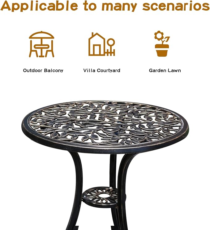 JARDIN DE CENTENNIAL Patio Bistro Set.Rust-Resistant Cast Aluminum Bistro Table - Image 2