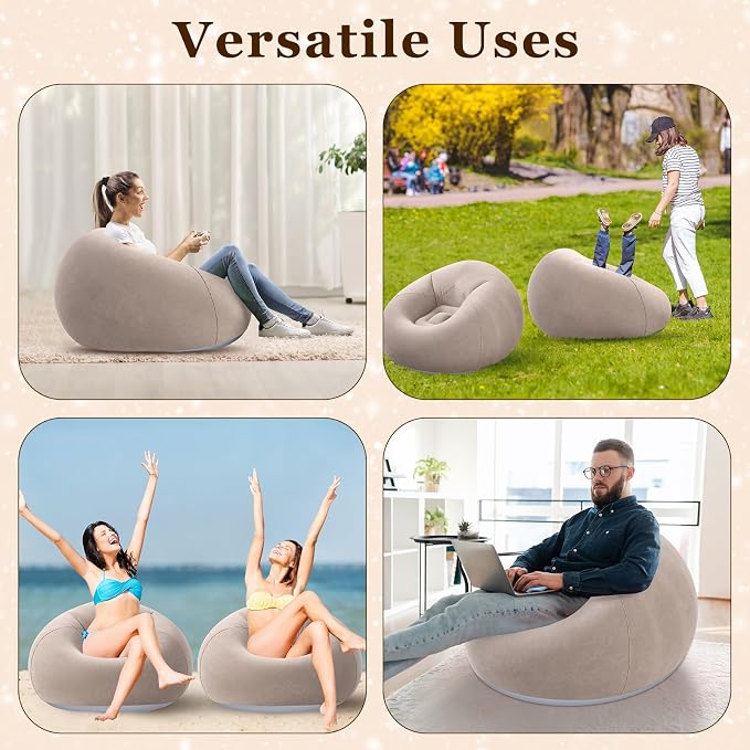 Realspring Inflatable Bean Bag Chairs Outdoor Blow up Camping Chairs Inflatable - Image 7