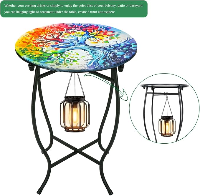 Outdoor Side Table for Small Spaces, 14 Inch Round Metal End Table for Patio - Image 8