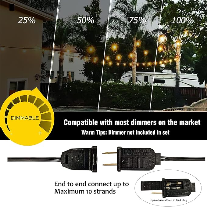 100FT LED String Lights Outdoor Waterproof G40 Globe String Lights - Image 4