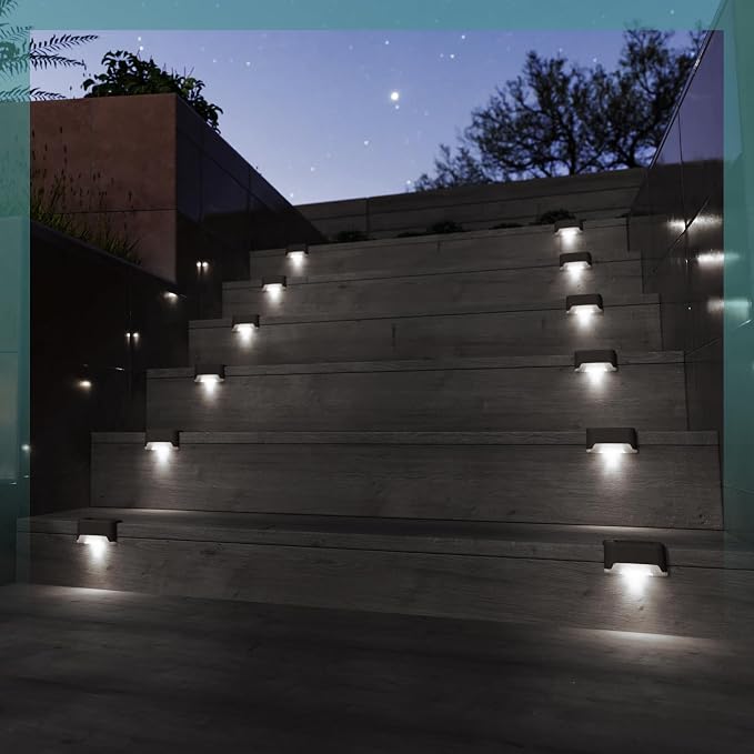 GIGALUMI Solar Deck Lights Outdoor, 16 Pack Waterproof LED Solar Lights - Image 2