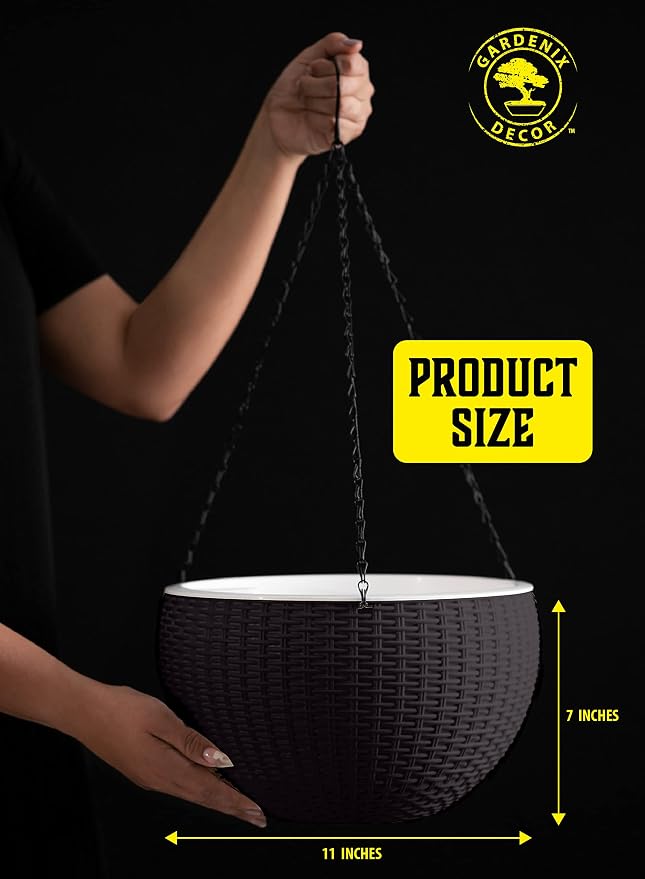 GARDENIX DECOR 11'' Self Watering Hanging planters - Image 2