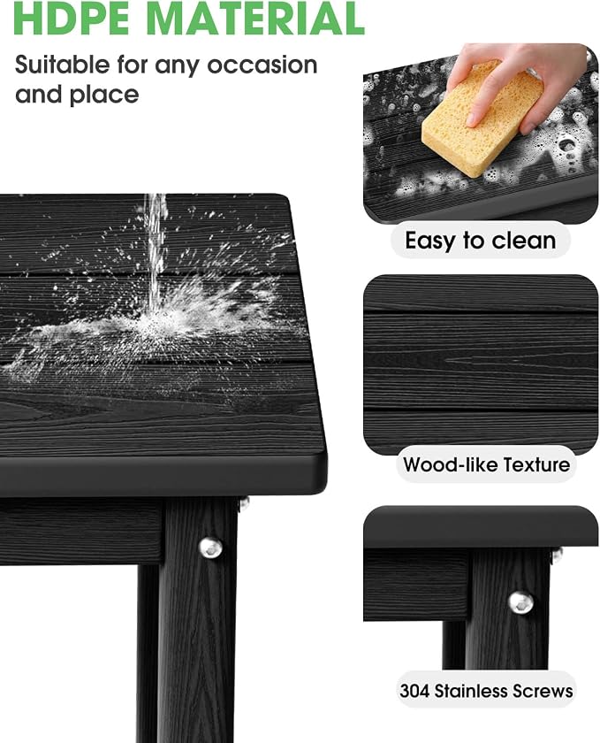 Outdoor Side Table – 17" HDPE Adirondack Side Tables, Sturdy Small Outdoor - Image 5