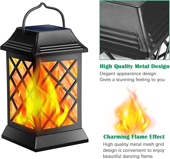 TomCare Solar Lights Outdoor Flickering Flame Metal Solar Lantern Outdoor - Image 2