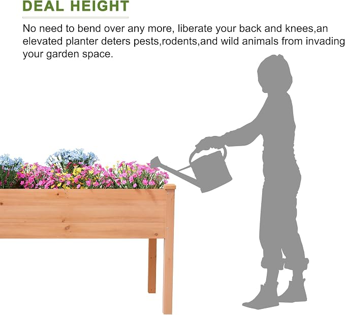 BIRASIL Outdoor Raised Garden Bed, Wood Planter Box - Image 4