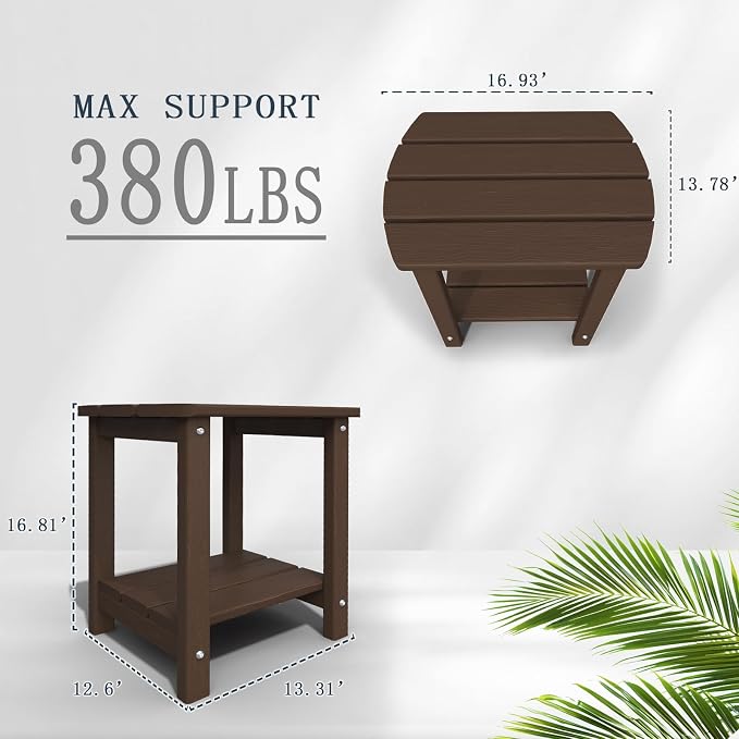 Adirondack Outdoor Side Table, 2-Tier Sturdy Patio End Table Weather Resistant - Image 3