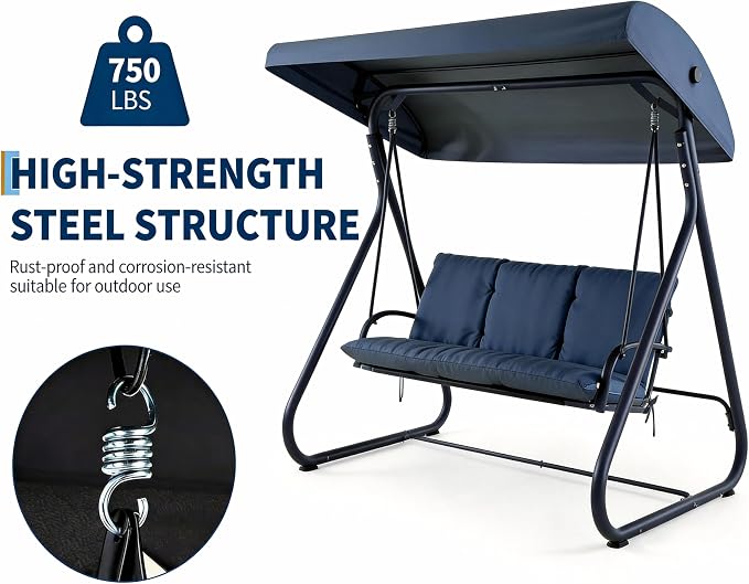 3-Seat Outdoor Convertible Swing Glider - Image 4