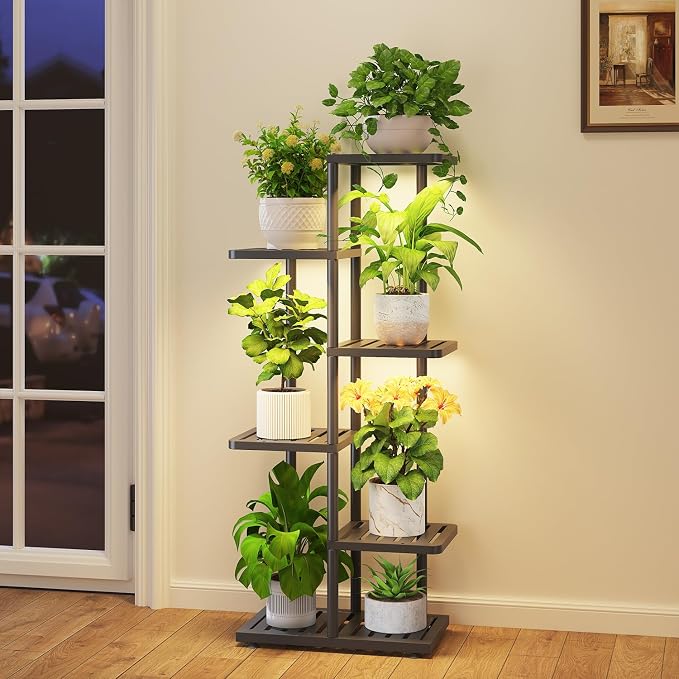 iDavosic.ly Plant Stand with Grow Light Indoor Outdoor, 5-Tier Tall Metal by iDavosicly