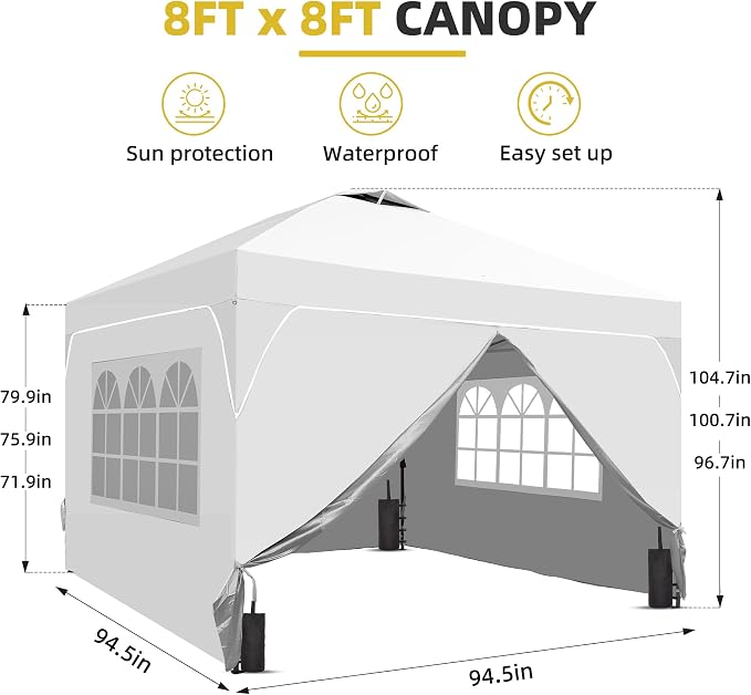 GDY 8x8FT Pop Up Canopy Tent - Image 8