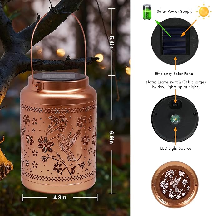 Solar Lanterns Outdoor Hummingbird Decorative Solar Lights Waterproof Metal - Image 5