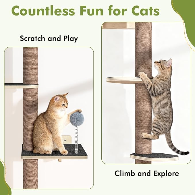 Tall Cat Tree Wall Mounted for Large Cats, 82 inch Scratching Post - Image 4