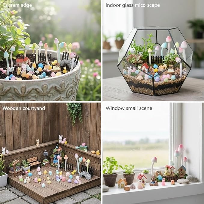 67-Piece Glittery Mushroom Fairy Garden Kit - Image 6