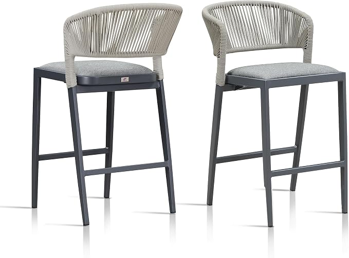 PURPLE LEAF Counter Height Bar Stool Set of 2 Patio Bar Stools Modern Bar by PURPLELEAF