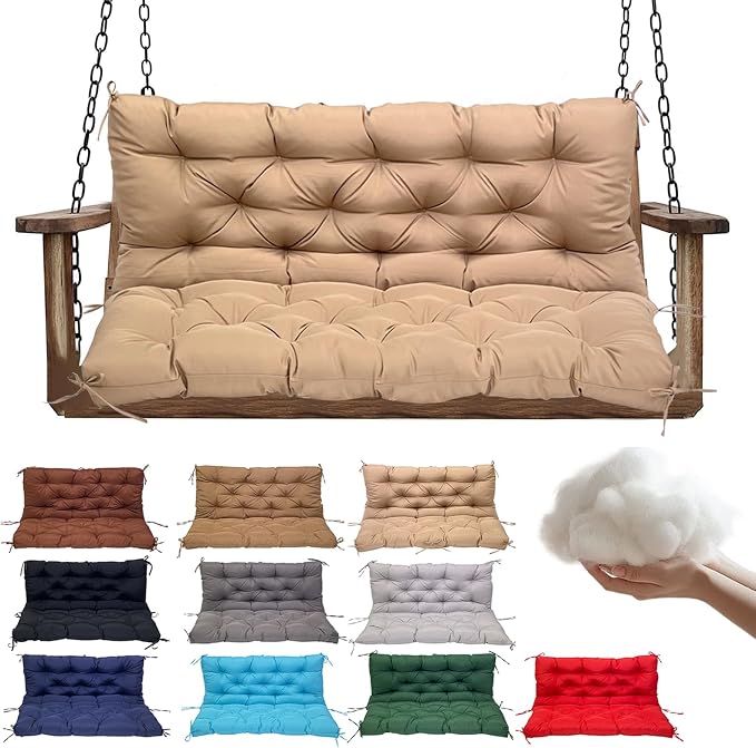 Swing Replacement Cushions for Outdoor: 2-3 Seater Waterproof Porch Bench by QLWYKJP