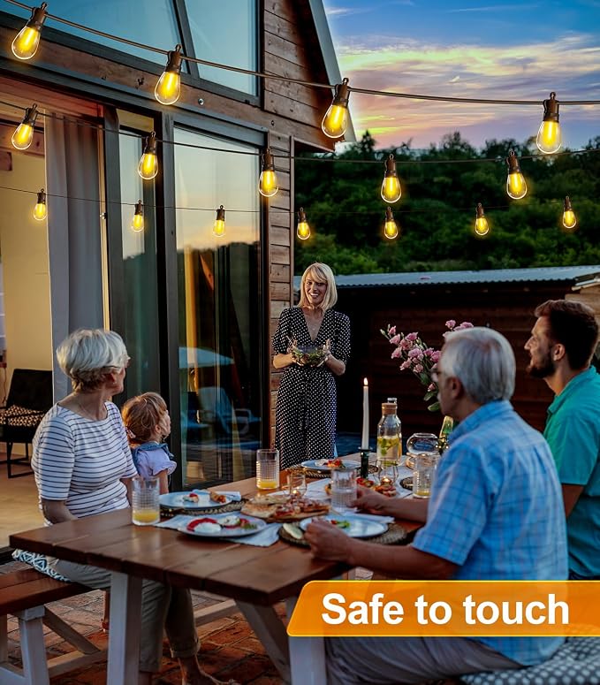 Outdoor String Lights Patio LED Light Outside - 60M IP65 Waterproof 58+2 S14 - Image 7