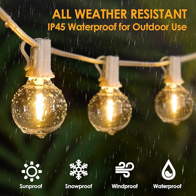 Mlambert 50Ft Outdoor String Lights, G40 Globe Patio Lights - Image 3