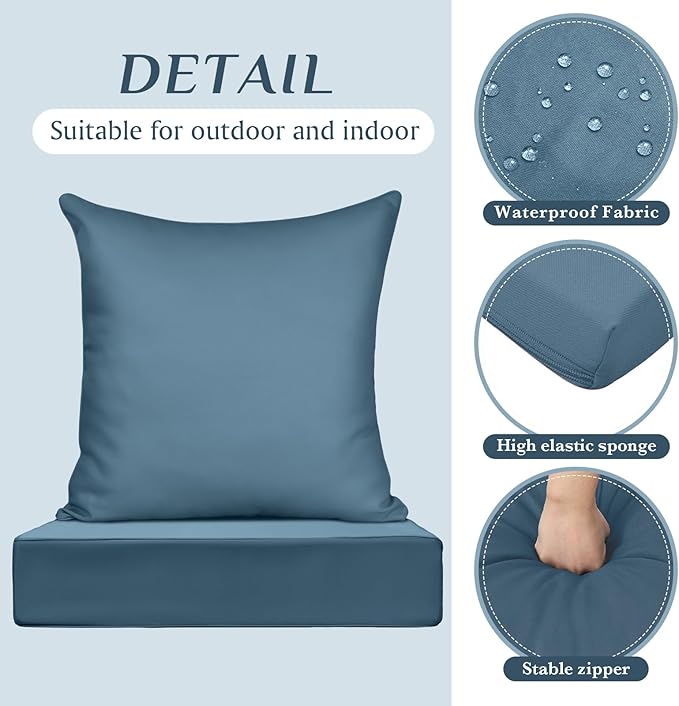 Hoteam 6 Set Outdoor Chair Cushions 20 x 20 Inch Patio Cushions Deep Seat - Image 4