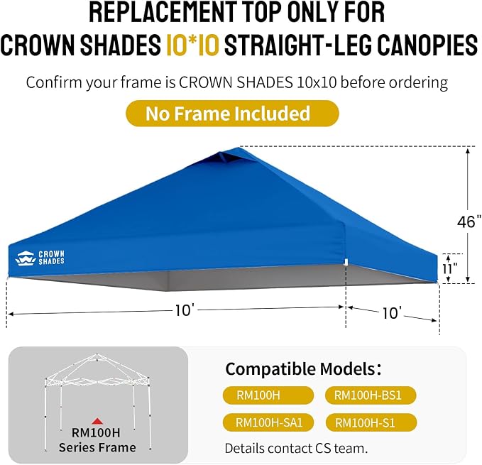 CROWN SHADES 10x10 Canopy Replacement Top - Image 3