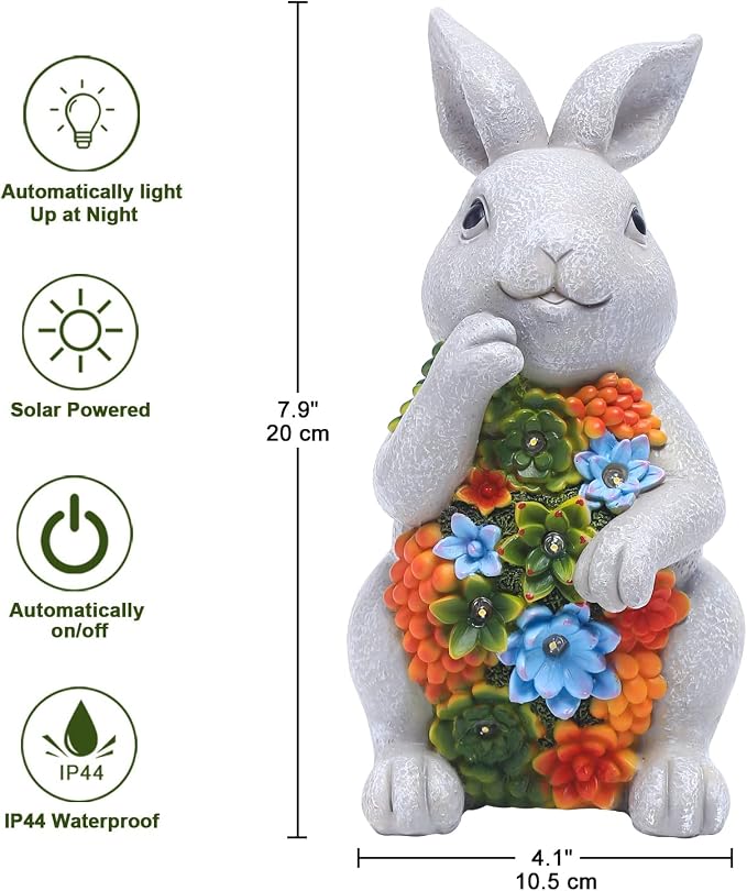 Nacome Solar Garden Outdoor Statues Bunny - Image 4