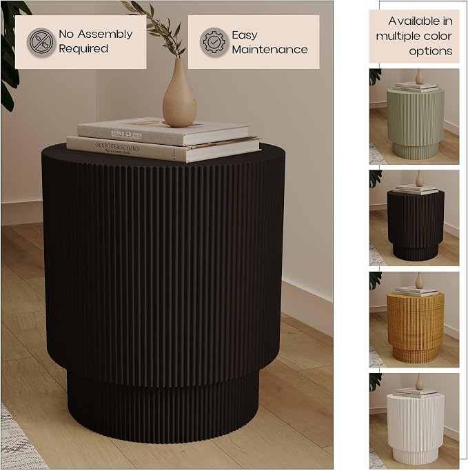 LeisureMod Modern Side Table Round Fiberstone Top Accent End Table - Image 7