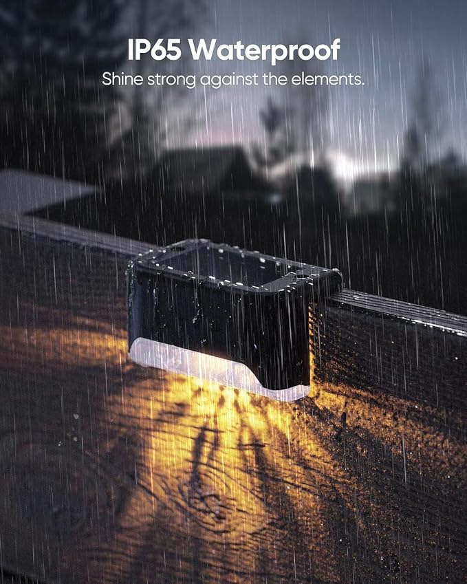 JACKYLED Solar Deck Lights 8 Pack Solar Fence Light Solar Powered Outdoor Step - Image 5