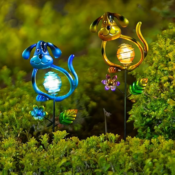 Solar Outdoor Garden Lights, 27.4''H Solar Dog Statues Outdoor Lights, - Image 6