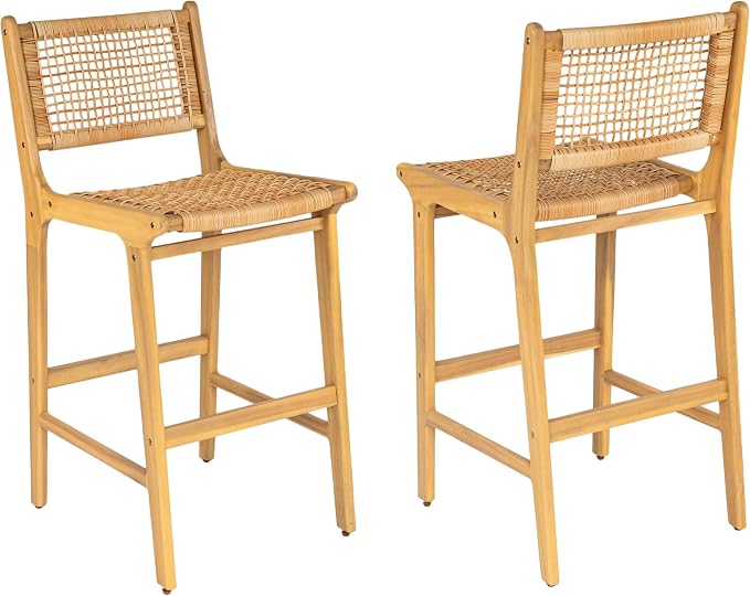 Christopher Knight Home Merry Patio Acacia Wood Bar Stool Set of 2, Counter - Image 5