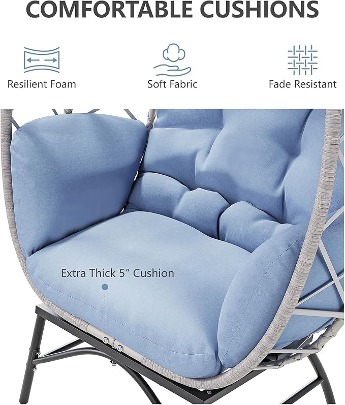 SWITTE Wicker Egg Chair Outdoor, Oversized Patio Lounge Chairs - Image 6