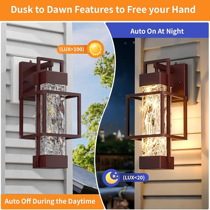 Hotsonic Oil Rubbed Bronze Dusk to Dawn Outdoor Porch Light Fixtures Wall Mount - Image 2