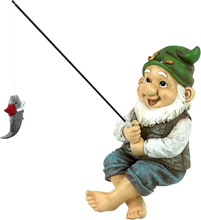 Design Toscano Ziggy with Fishing Pole Garden Gnome Indoor/Outdoor Shelf Sitter by DesignToscano