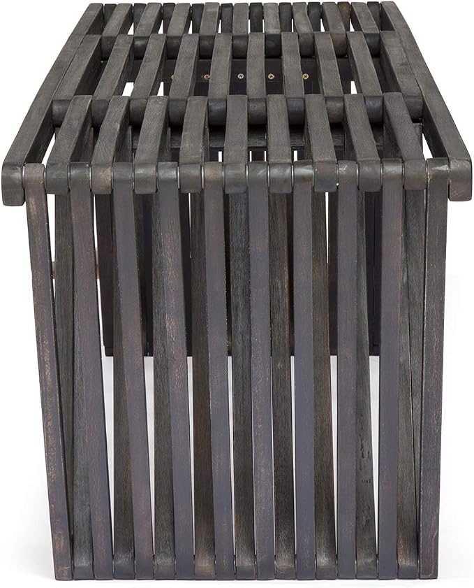 Christopher Knight Home Esme Outdoor Acacia Wood Bench, Dark Gray Finish - Image 5