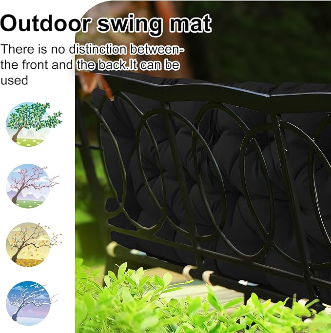 Waterproof Porch Swing Cushion Replacement, Thick 4" 2–3 Seat Outdoor Swing - Image 4