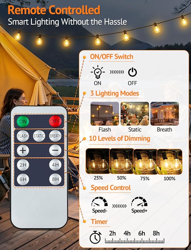 50FT Solar String Lights Outdoor - Image 3