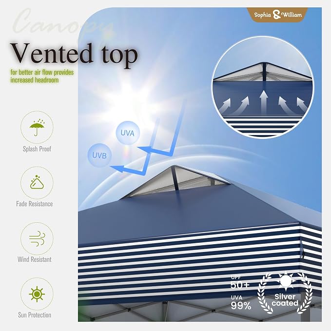 Sophia & William Canopy Tent Pop Up 10x10 ft One Person Push Set Up Tent - Image 2