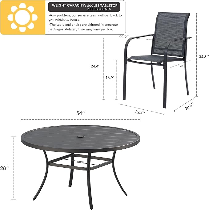 VICLLAX Patio Dining Set for 8, Outdoor Furniture Set Includes 53" Round Patio - Image 7