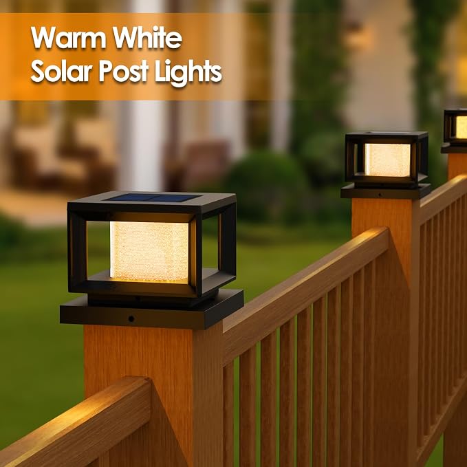 Mlambert 4 Pack Solar Post Lights Outdoor, Waterproof Fence Cap - Image 2