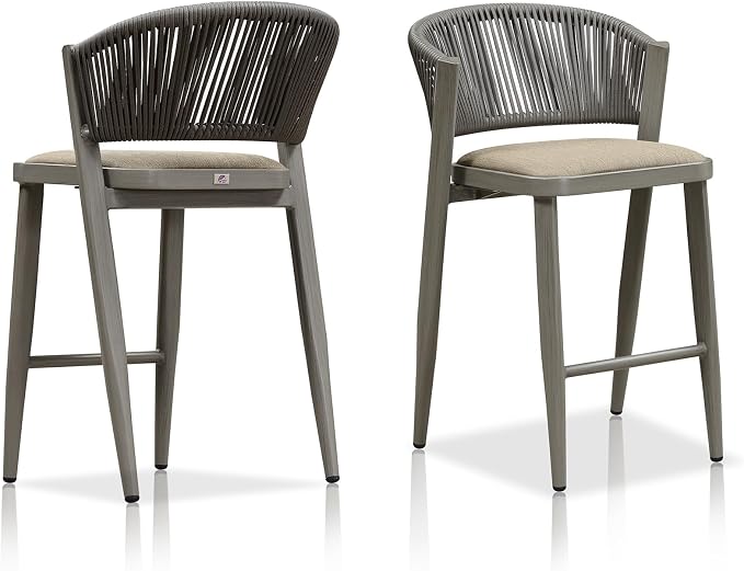PURPLE LEAF Counter Height Bar Stool Set of 2 Outdoor Stool Chair by PURPLELEAF